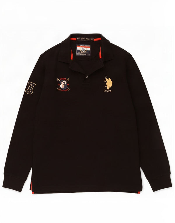 Asociación de Polo de EE. UU. Camisa estampada de manga larga para hombre 2XL Algodón negro