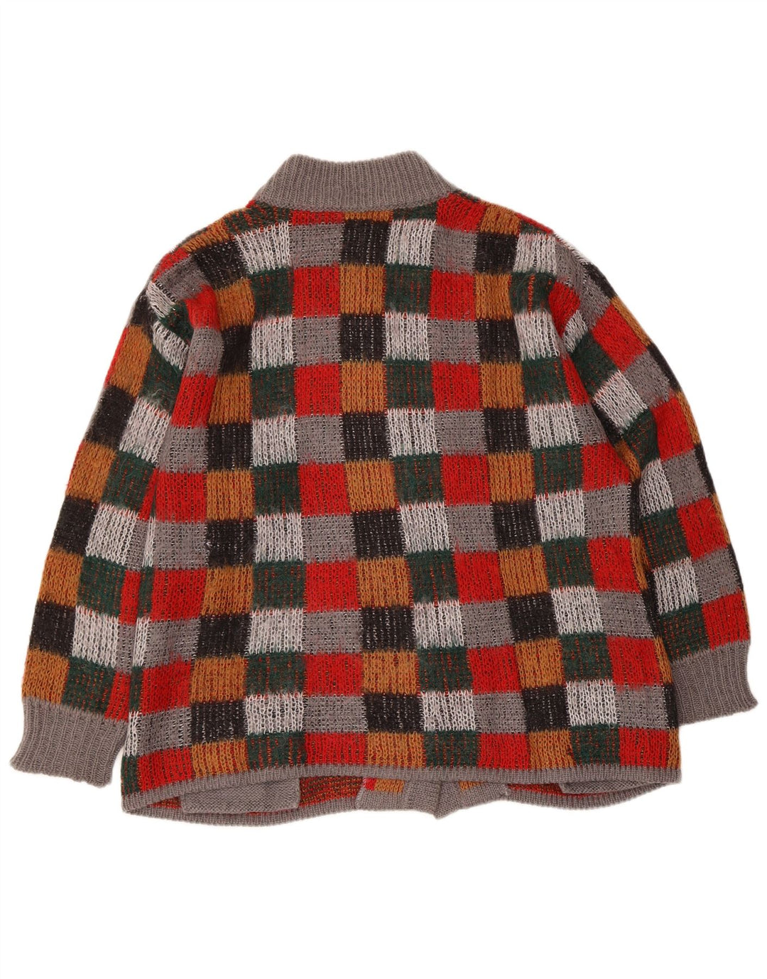 Vintage mujer oversized Cardigan suéter Reino Unido 16 gran cheque multicolor