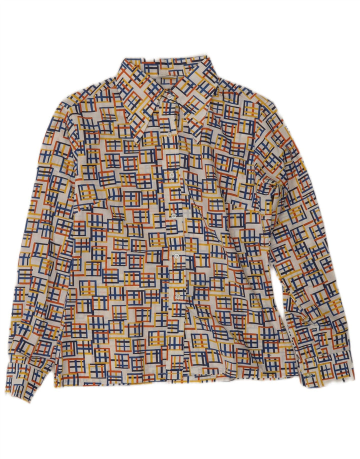 Vintage mujer camisa blusa EU 40 medio multicolor poliéster geométrico