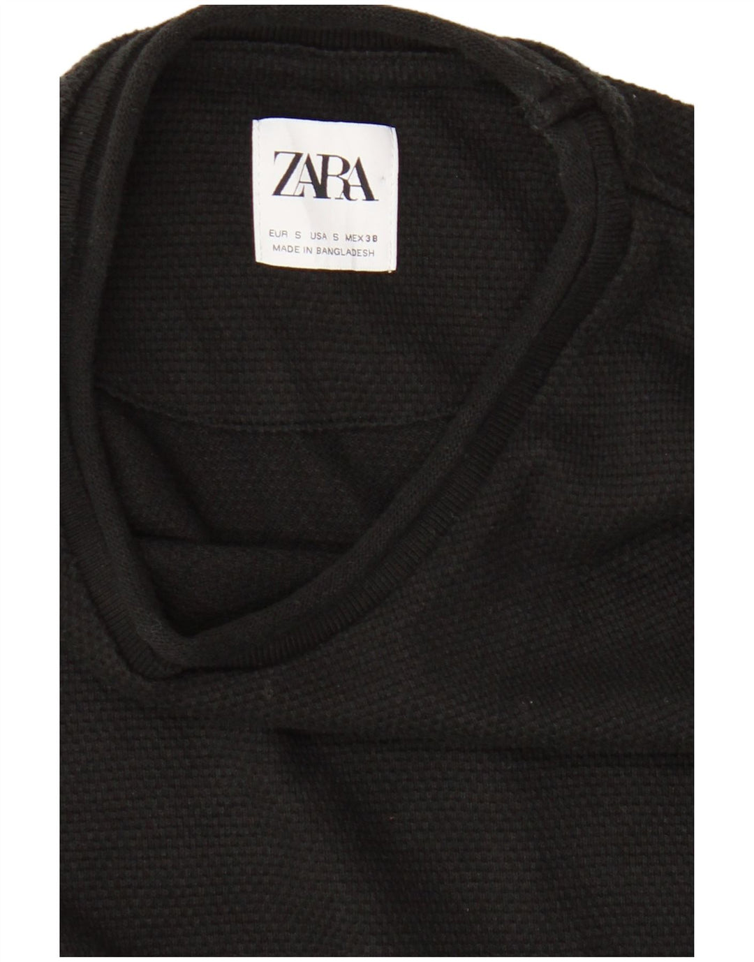 Zara Mujer Top Manga Larga UK 40 Small Negro