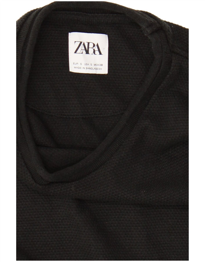 Zara Mujer Top Manga Larga UK 40 Small Negro