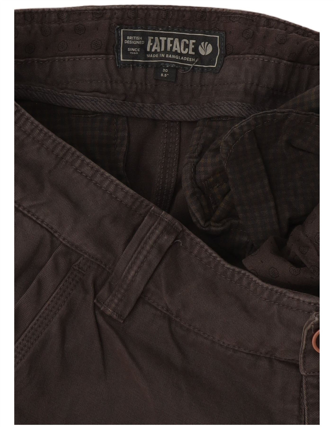 Pantalones cortos chinos para hombre Fat Face W30 Algodón gris medio