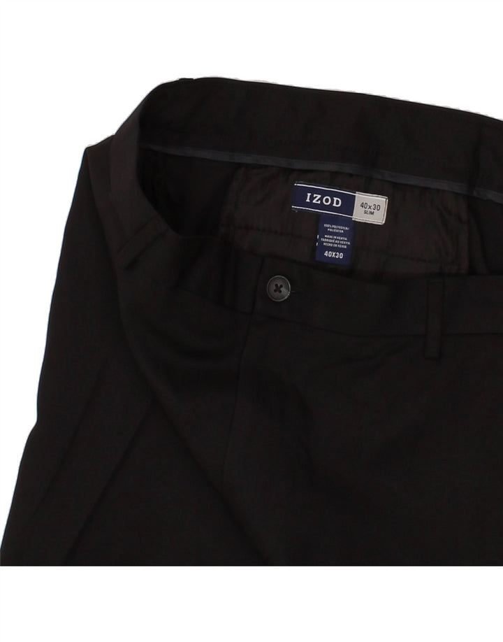 IZOD Mens Slim Chino Trousers W40 L30 Black Polyester Vintage Izod and Second-Hand Izod from Messina Hembry 