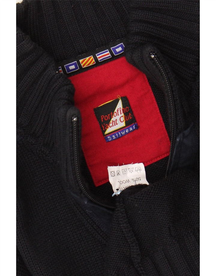 PORTOFINO Suéter Cárdigan para Mujer UK 16 Grande Lana Negra