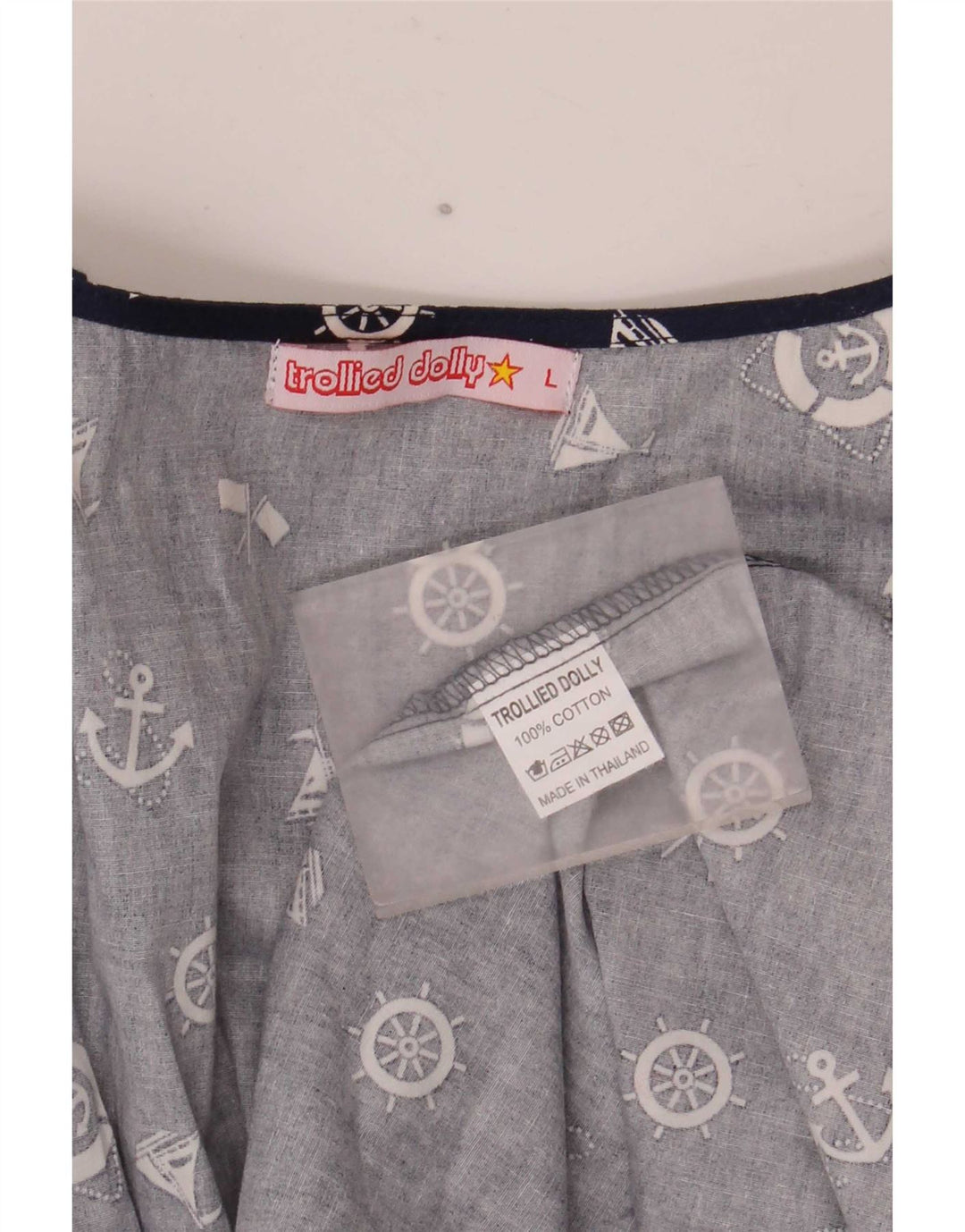 Trollied Dolly Vestido acampanado con estampado abstracto para mujer, talla 40, talla grande, azul marino