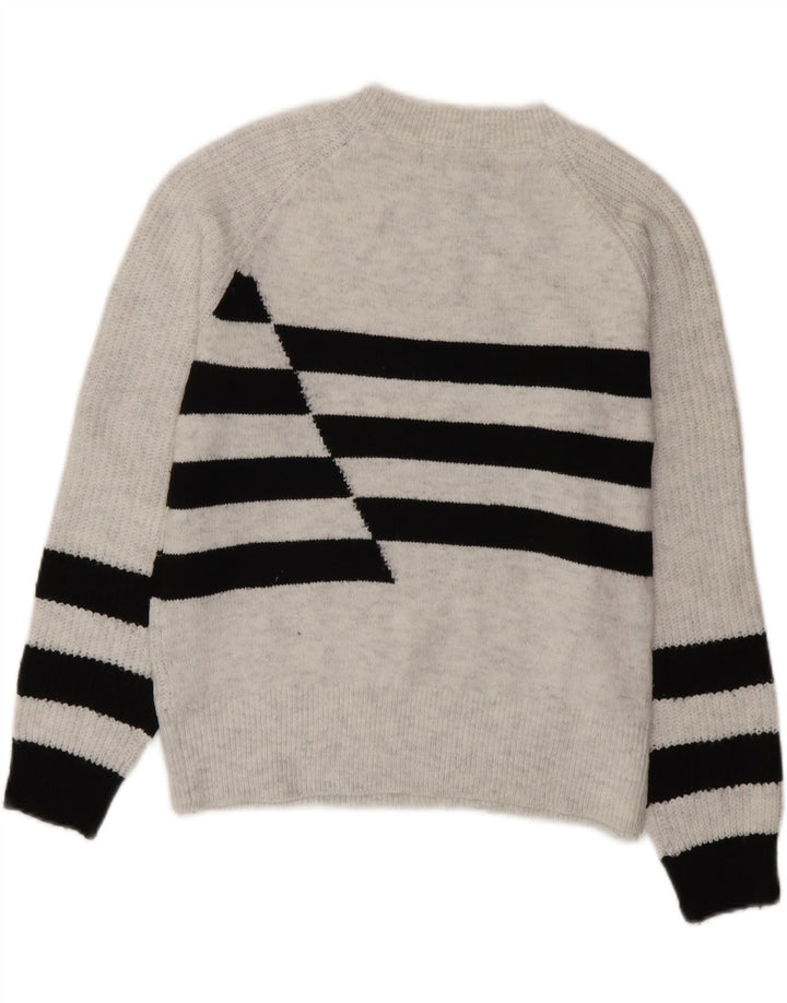 Marks & Spencer Suéter de Cuello Redondo para Mujer UK 10 Small Gris Rayas