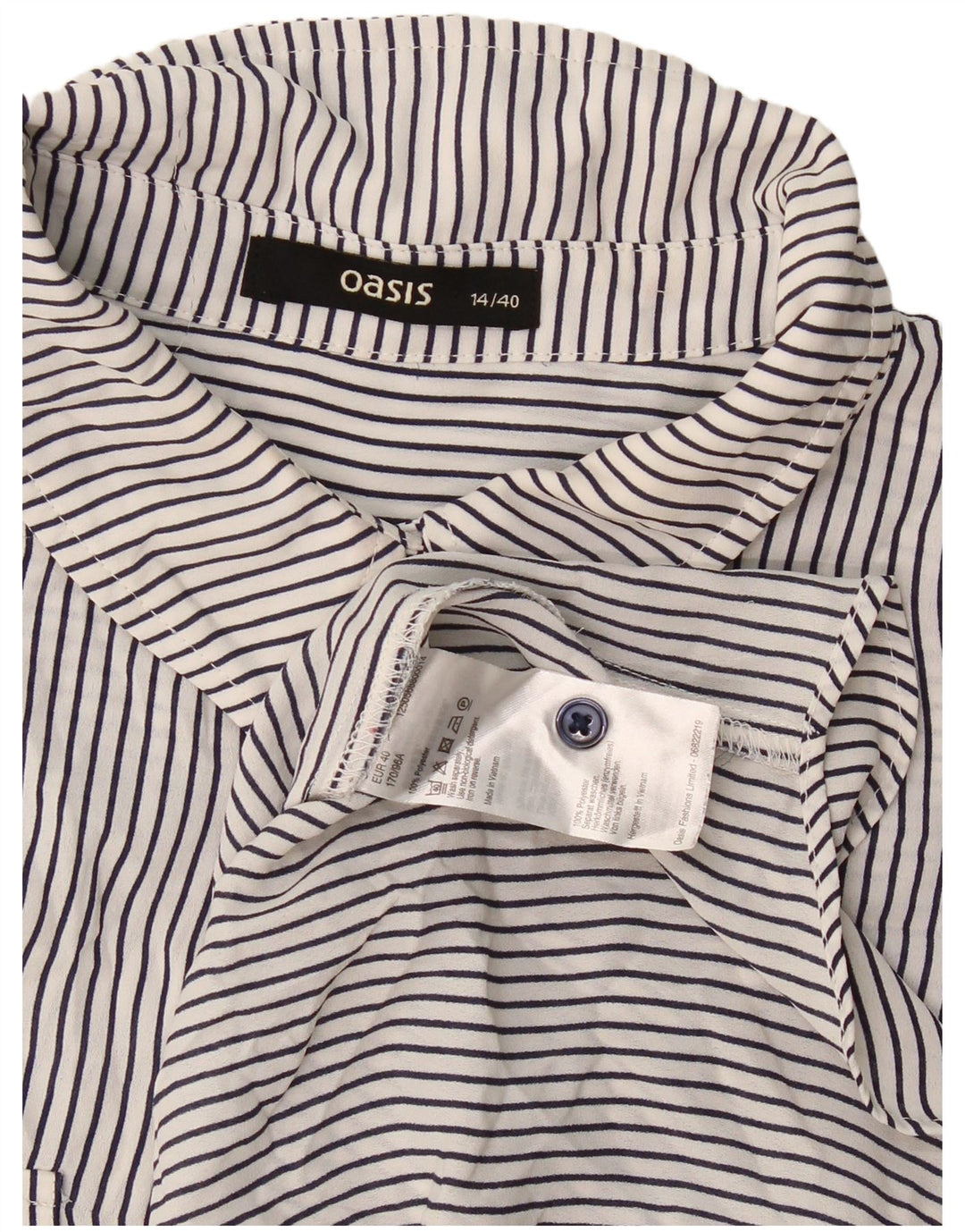 Oasis Blusa tipo jersey para mujer UK 40 Grande Poliéster a rayas blancas