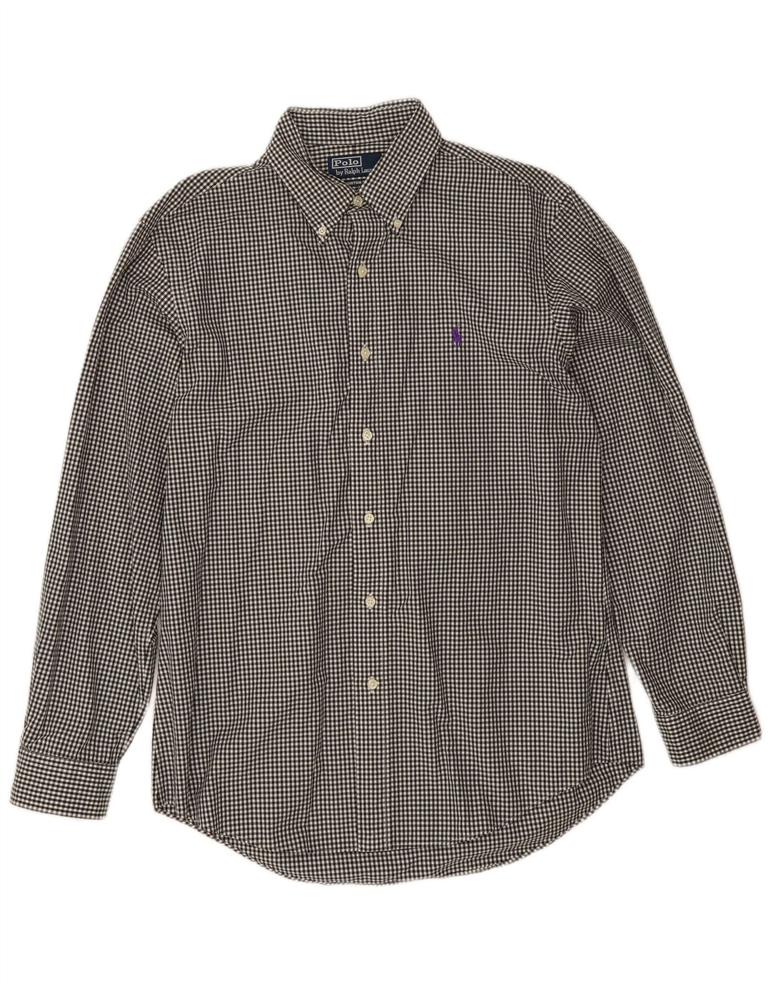 Polo Ralph Lauren Camisa de ajuste personalizado para hombre Talla 17 Grande Algodón a cuadros negro