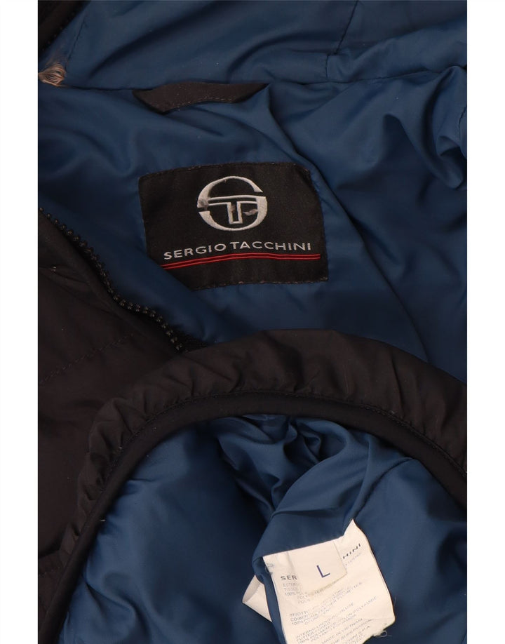 Sergio Tacchini Chaqueta acolchada con capucha para hombre UK 40 Large Poliéster negro
