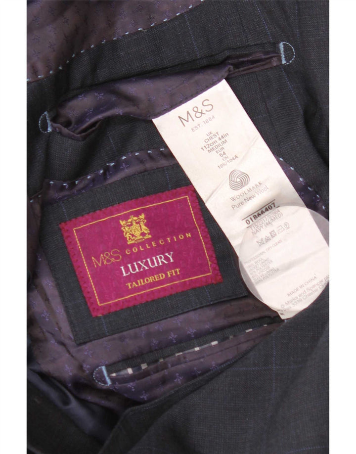 Marks & Spencer Chaqueta tipo blazer entallada para hombre UK 44 XL Azul marino a cuadros
