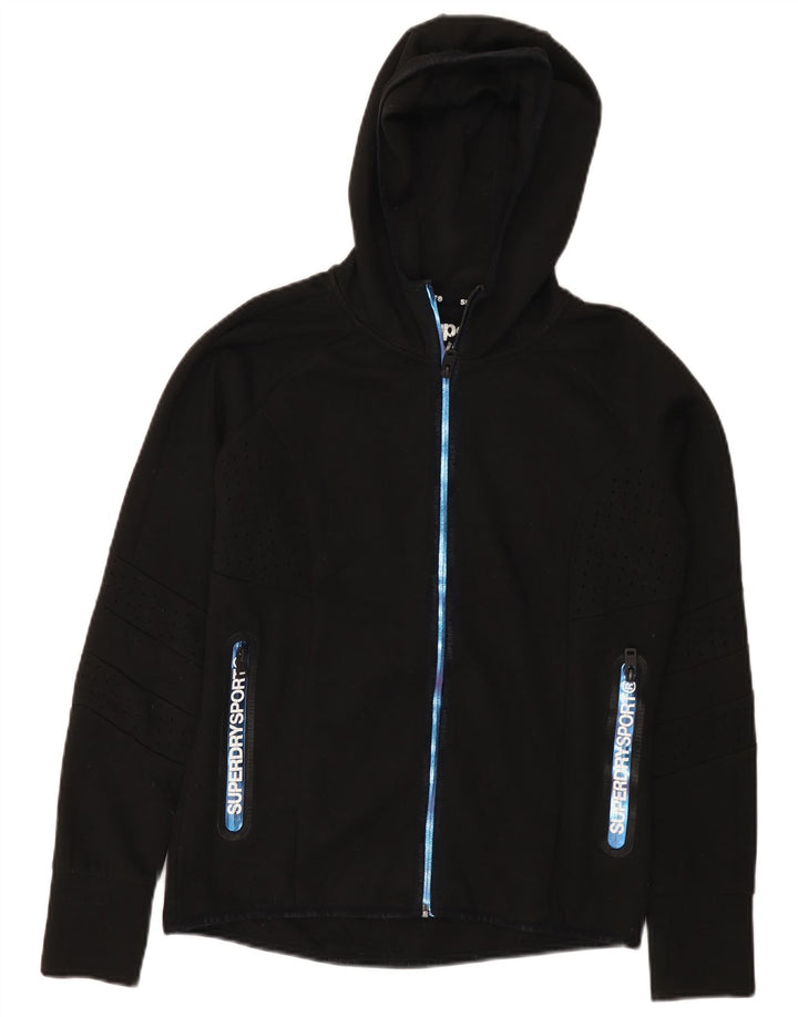 Superdry Sudadera con capucha y cremallera gráfica para mujer Reino Unido 40 Mediano Poliéster negro