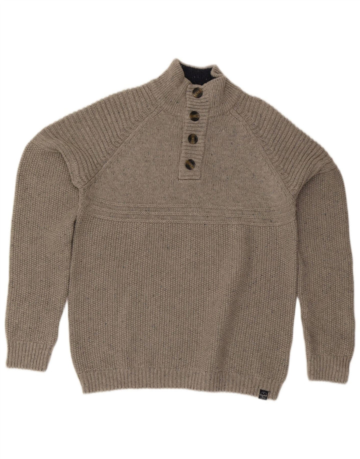Weird Fish - Jersey para hombre con cuello y botones, talla grande, algodón gris