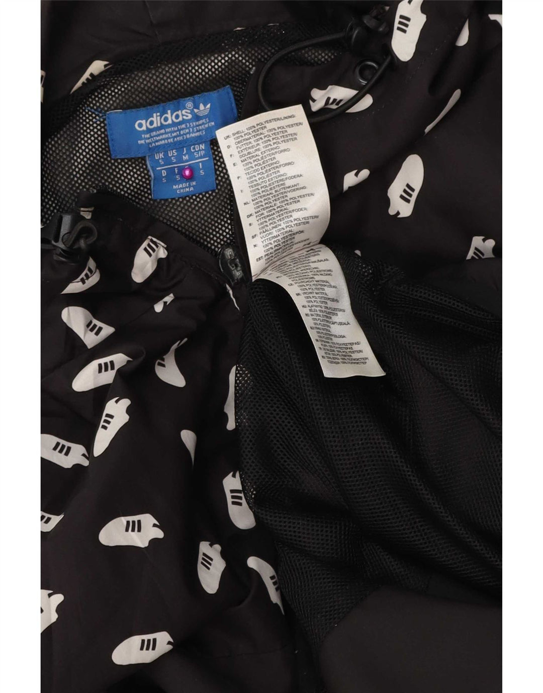 Adidas Chaqueta impermeable con capucha gráfica para hombre UK 36 Small Poliéster negro