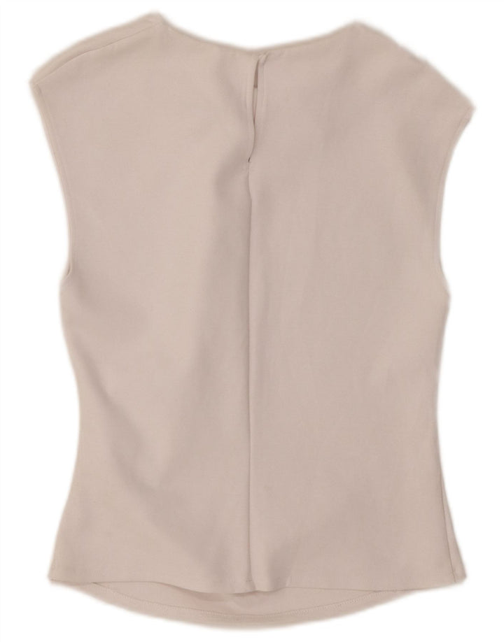 Zara Blusa Corta Sin Mangas para Mujer UK 44 Grande Blanco