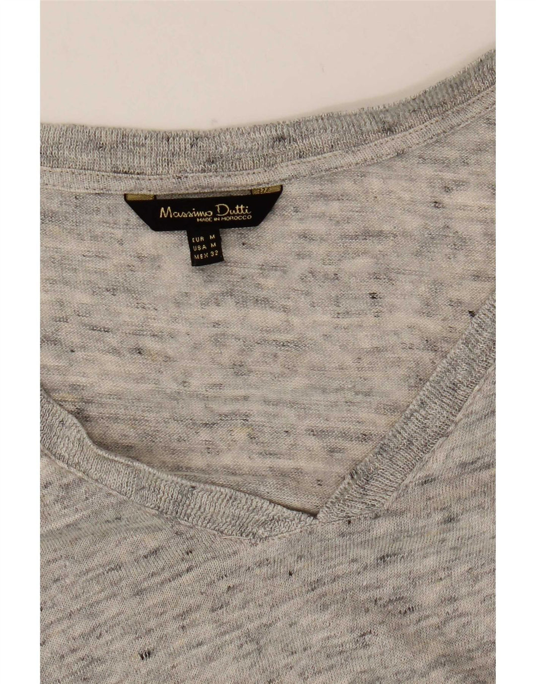 Massimo Dutti Top Mujer Manga Larga UK 42 Gris Medio Moteado