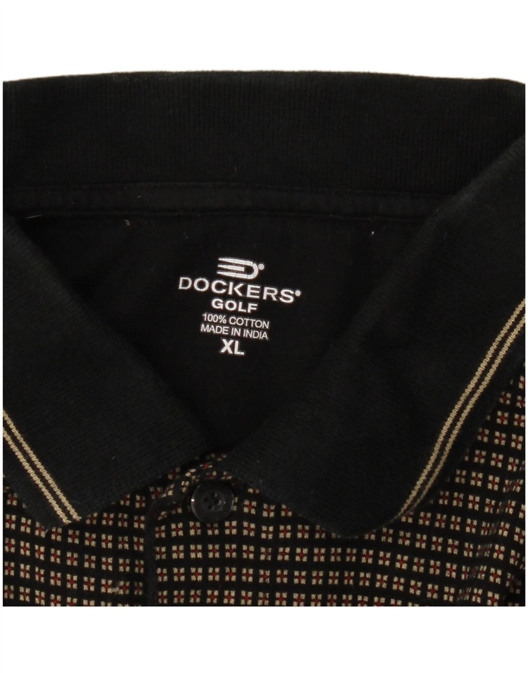 Dockers Polo de Golf para Hombre XL Algodón a Cuadros Negro