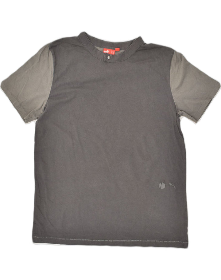 PUMA Mens T-Shirt Top Medium Grey Colourblock Cotton | Vintage Puma | Thrift | Second-Hand Puma | Used Clothing | Messina Hembry 