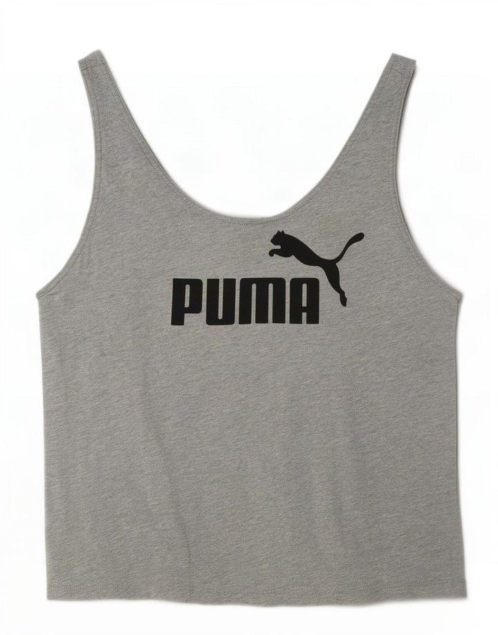 Puma Mujer Gráfico Chaleco Top UK 10 Pequeño Gris Moteado