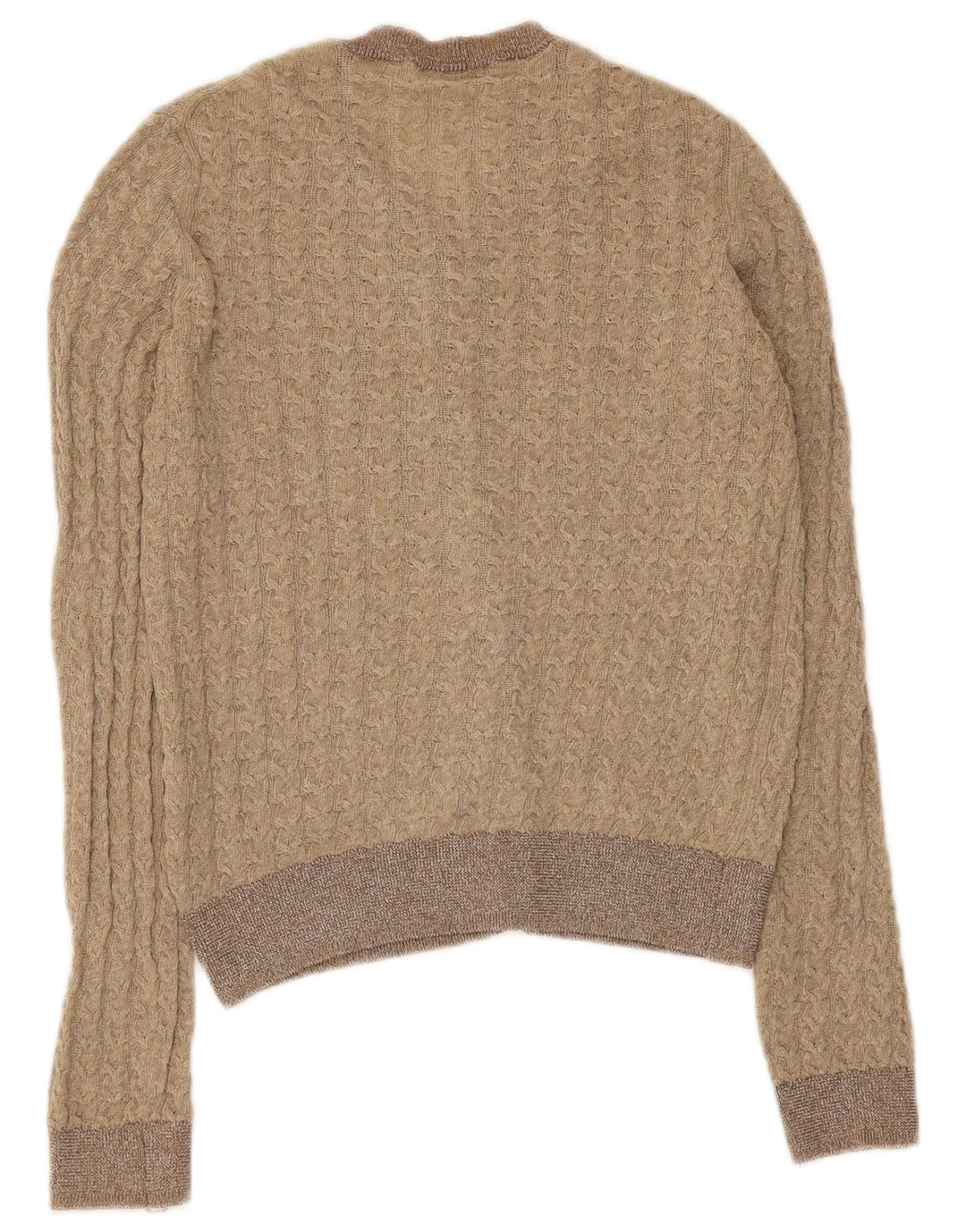 Zara Mujer Crop Cardigan Suéter UK 8 Small Beige Poliéster