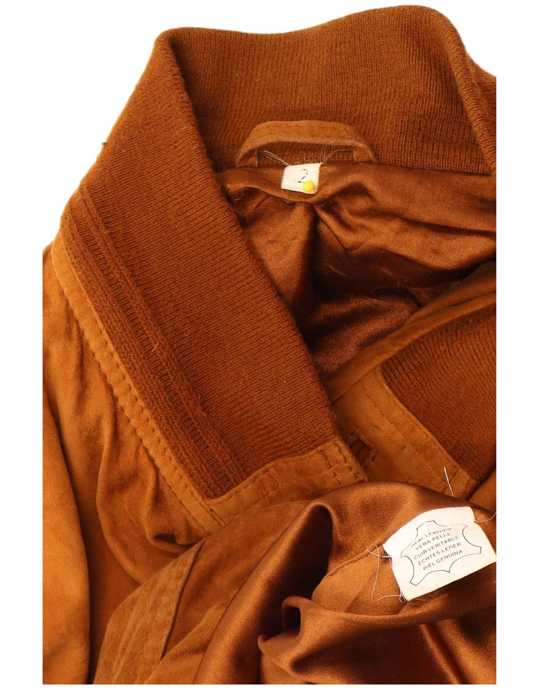 Vintage hombres ante bomber chaqueta EU 52 XL cuero beige