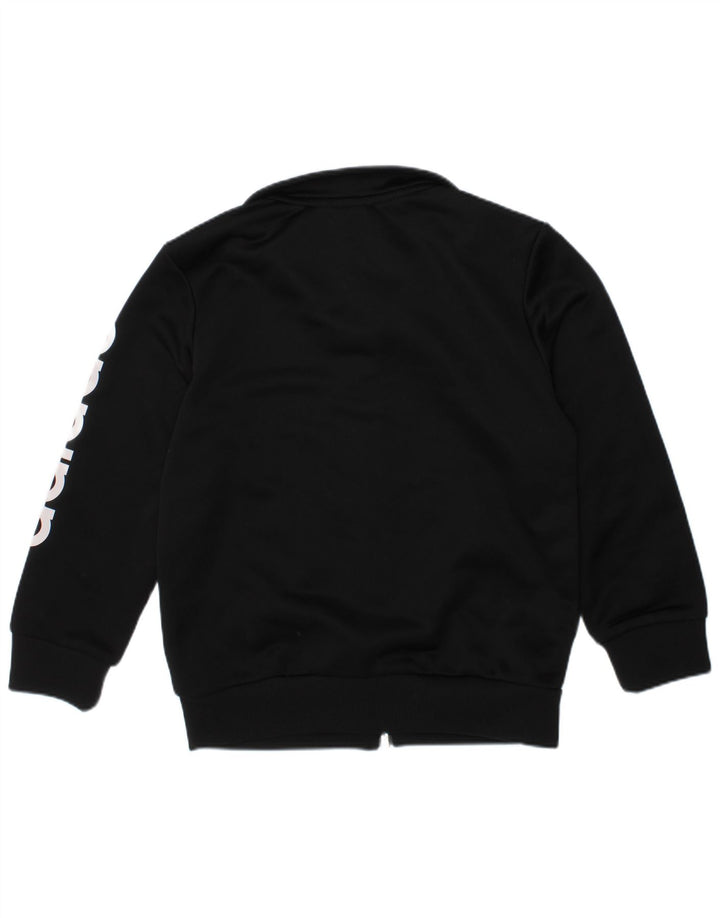 ADIDAS Boys Graphic Tracksuit Top Jacket 5-6 Years Black Polyester