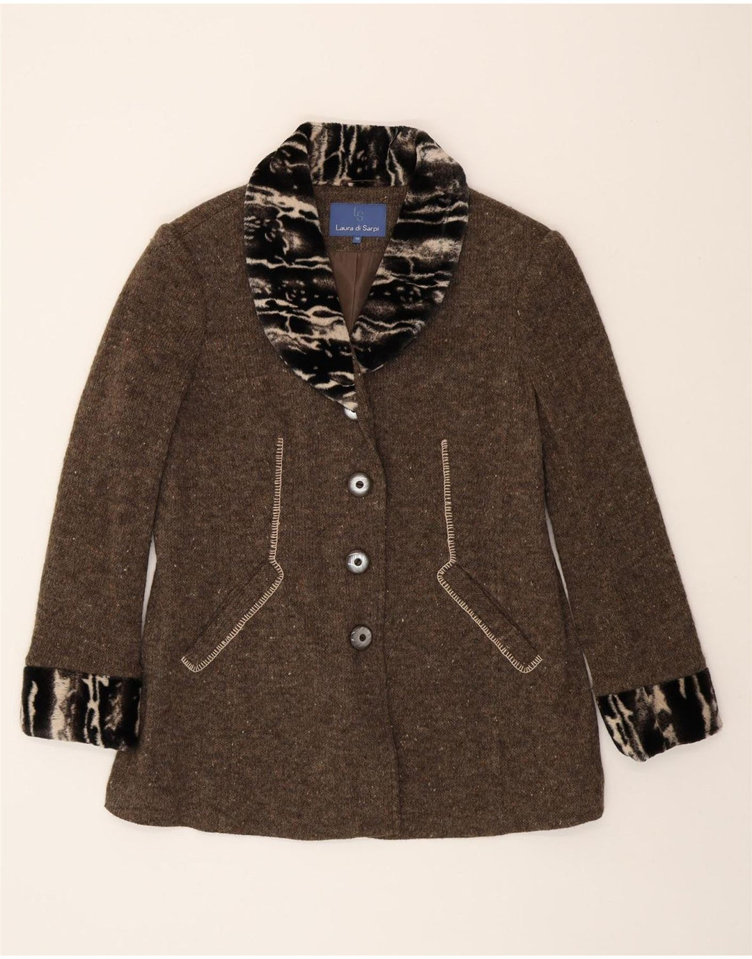 LAURA DI SARPI Womens 4 Button Blazer Jacket IT 44 Medium Grey Flecked Vintage Laura Di Sarpi and Second-Hand Laura Di Sarpi from Messina Hembry 