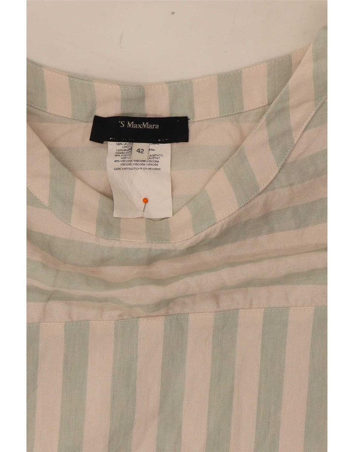 Max Mara Vestido recto para mujer EU 42 Acetato de rayas blancas grandes