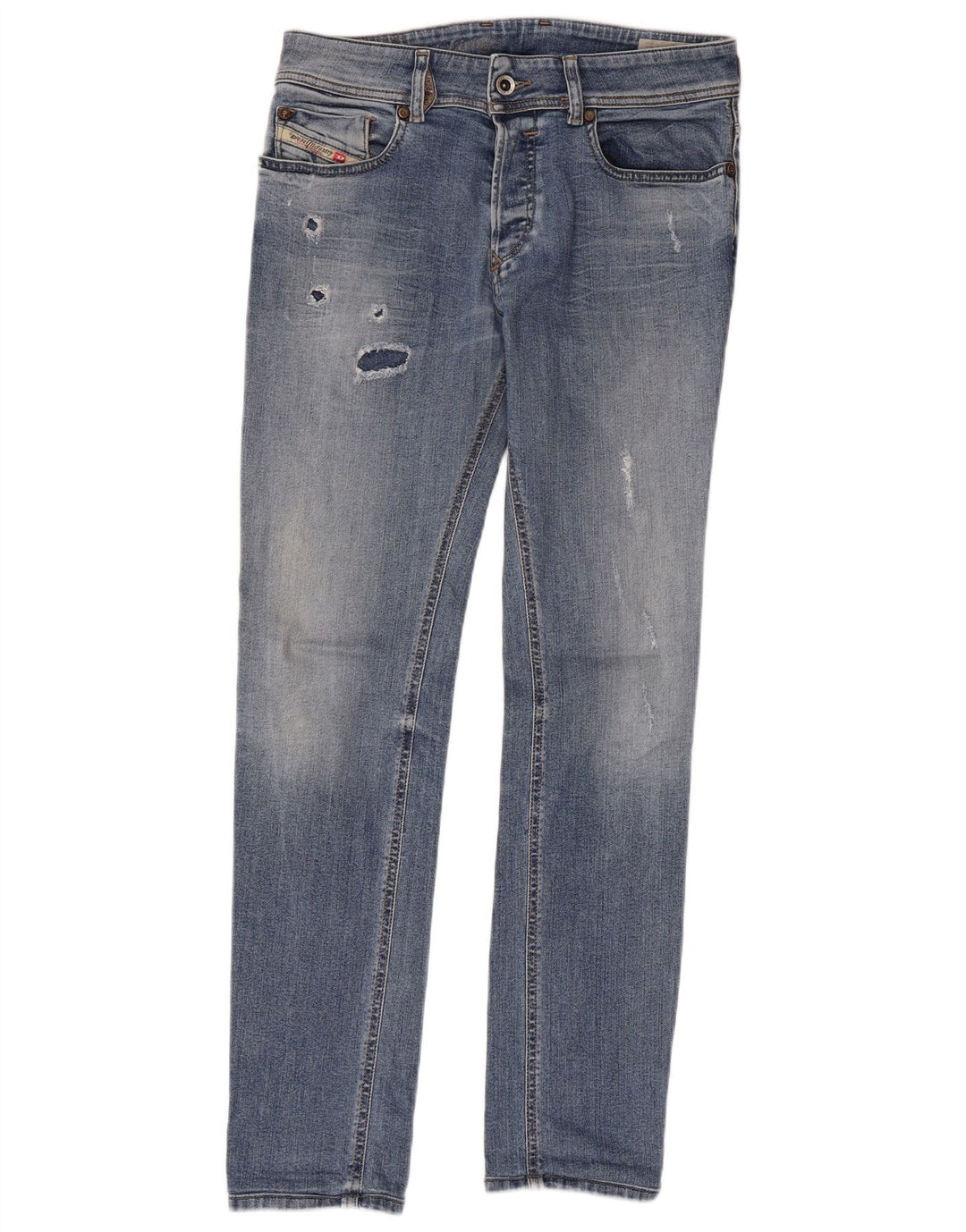 DIESEL Vaqueros Slim Desgastados W29 L29 Algodón Azul Mujer