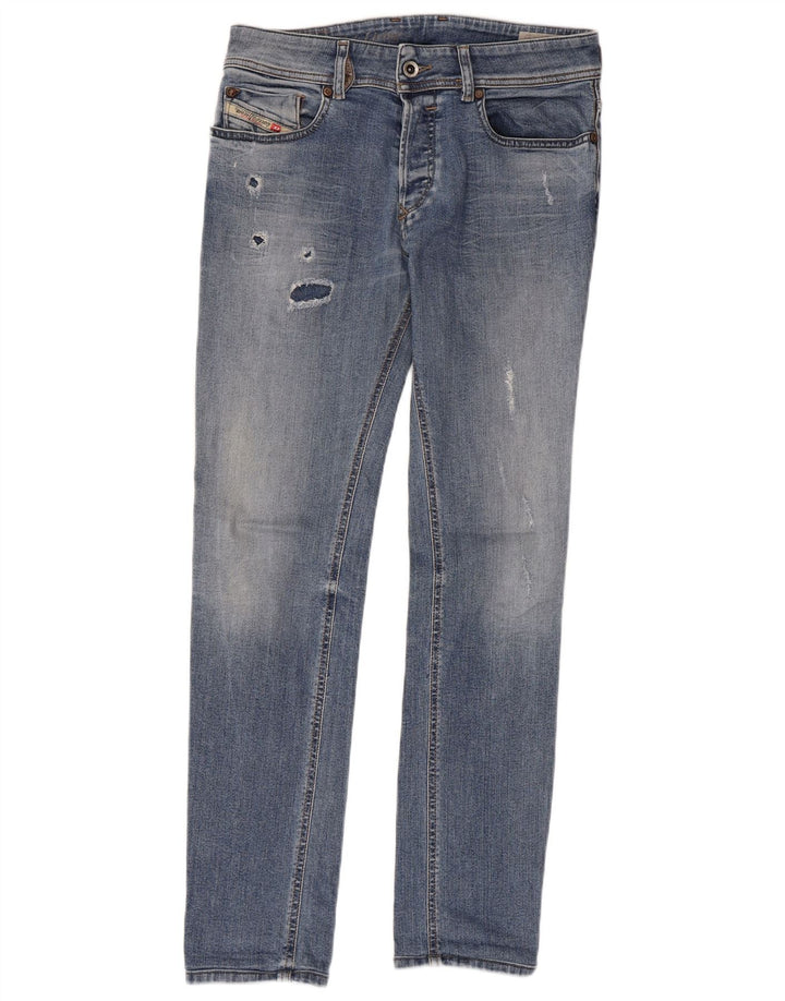 DIESEL Vaqueros Slim Desgastados W29 L29 Algodón Azul Mujer