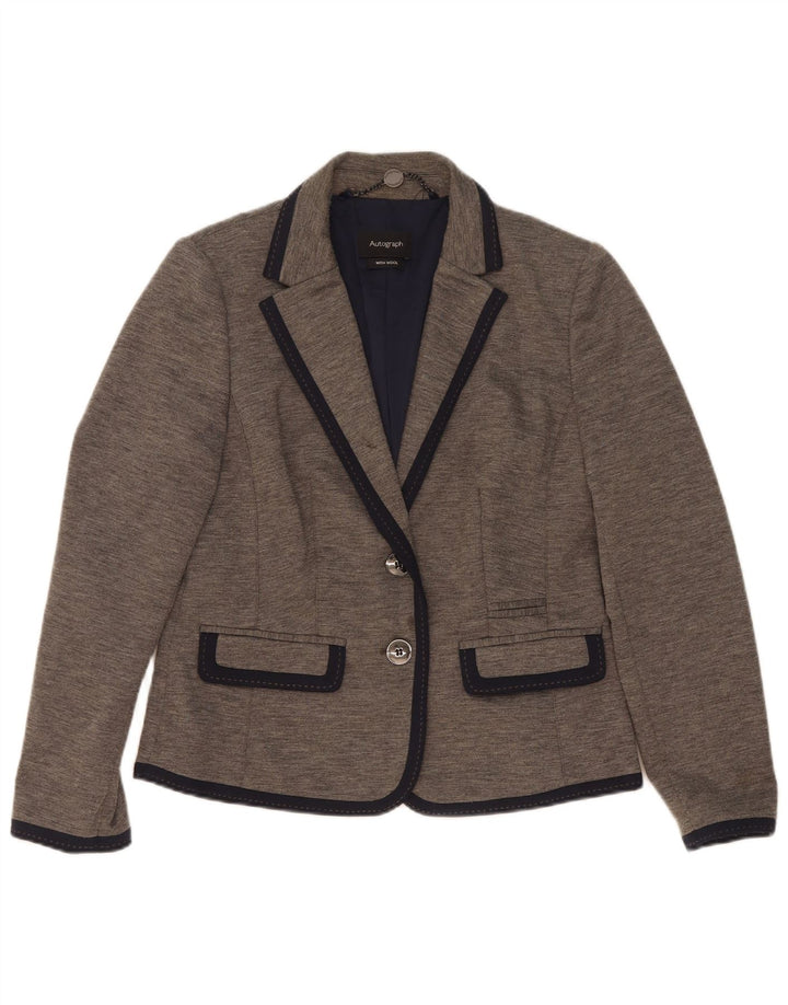 Marks & Spencer Chaqueta tipo blazer con 2 botones para mujer, talla 40, color gris medio