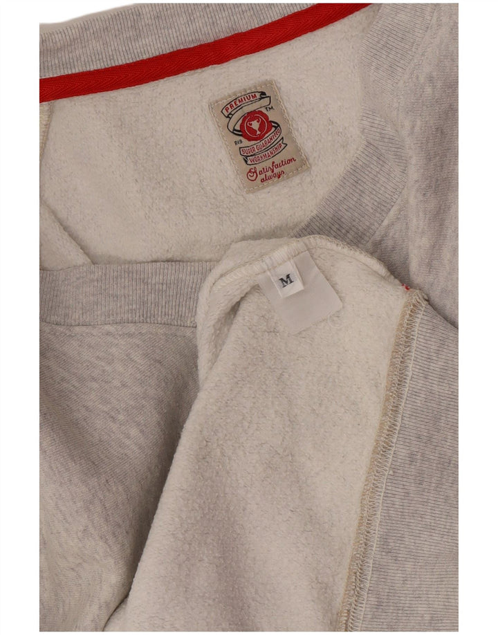 Vintage mujer sudadera gráfica jumper Reino Unido 14 gris medio moteado