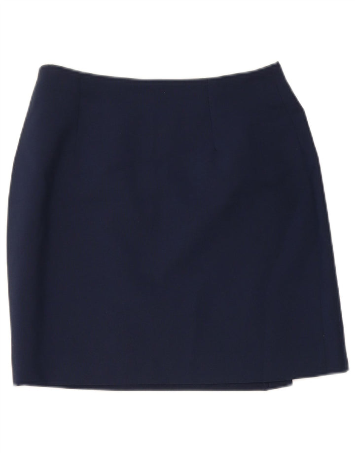 Vintage mujer mini falda cruzada W26 pequeño azul marino