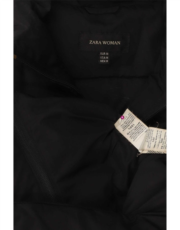 Zara Mujer Chaqueta Acolchada UK 44 Mediana Poliamida Negra