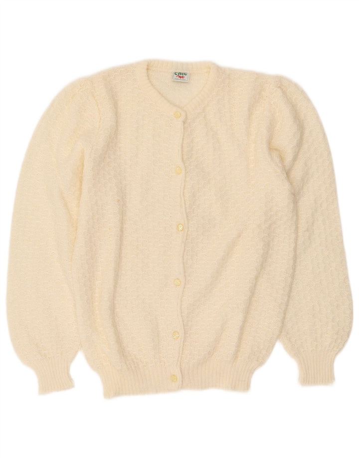 Vintage mujer Cardigan suéter Reino Unido 10 pequeño apagado blanco