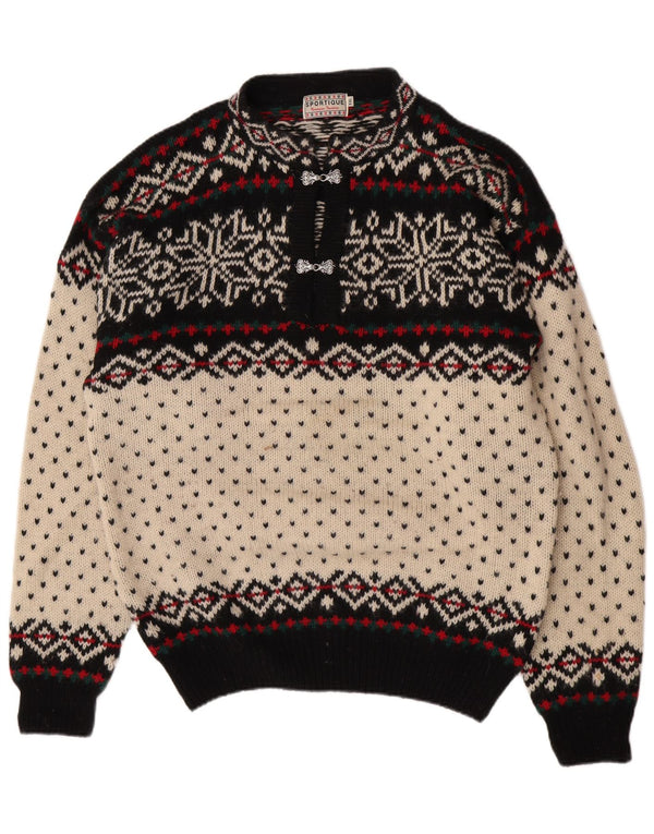 Sportique - Jersey con cuello de tortuga para mujer, talla 2XL, lana de Fair Isle, color blanco