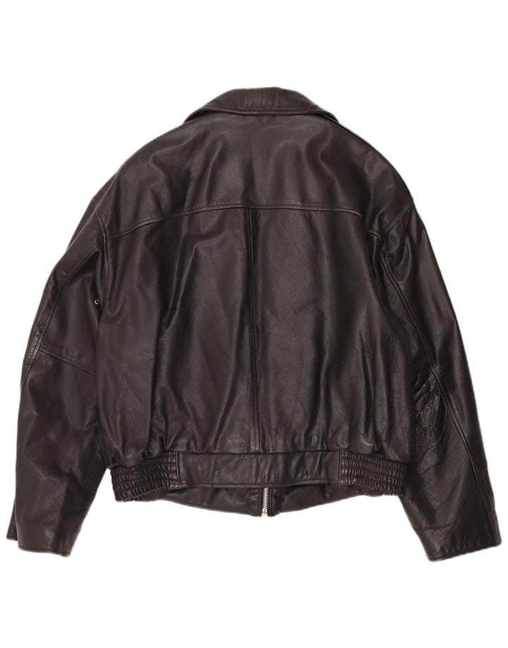 Alan Gordon Chaqueta Bomber de Cuero para Hombre UK 38 Medium Black