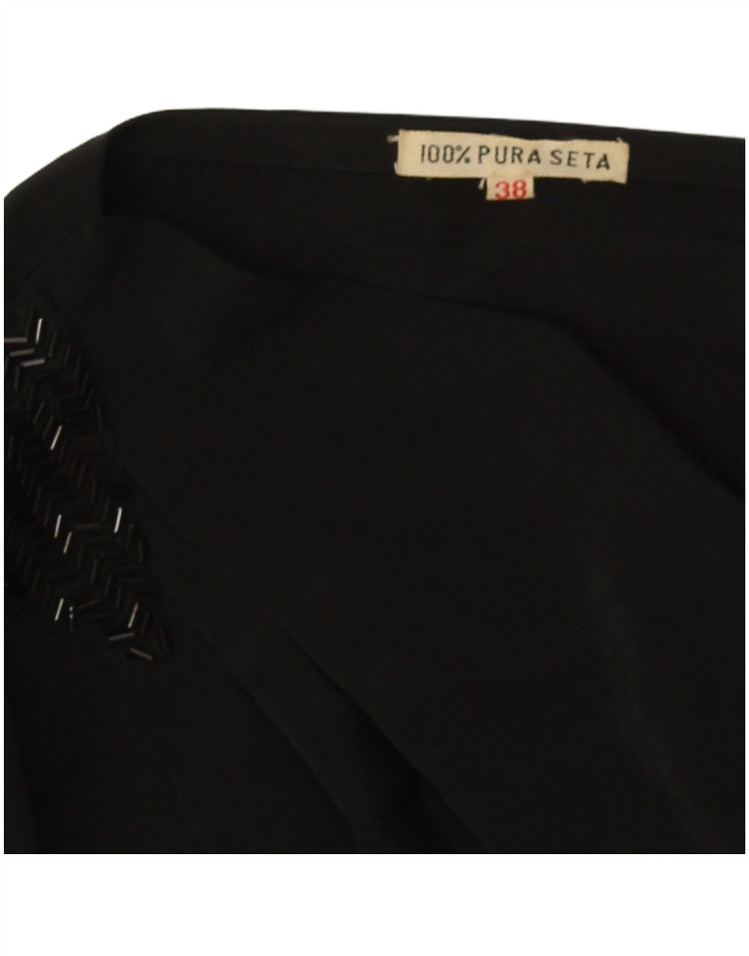 Blusa vintage de manga larga para mujer Top EU 38 Seda negra mediana