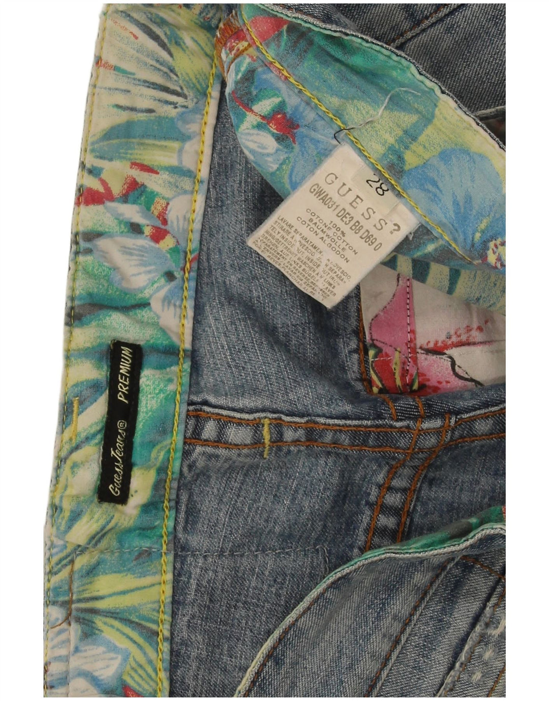 Guess Vaqueros Cropped Desgastados Mujer W28 L24 Algodón Azul