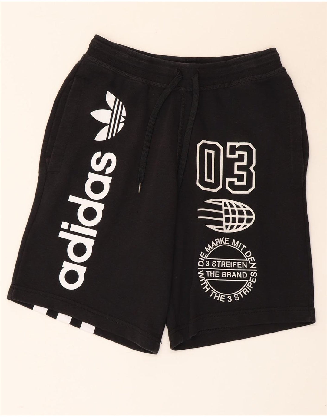 ADIDAS Mens Graphic Sport Shorts Pequeño Algodón Negro