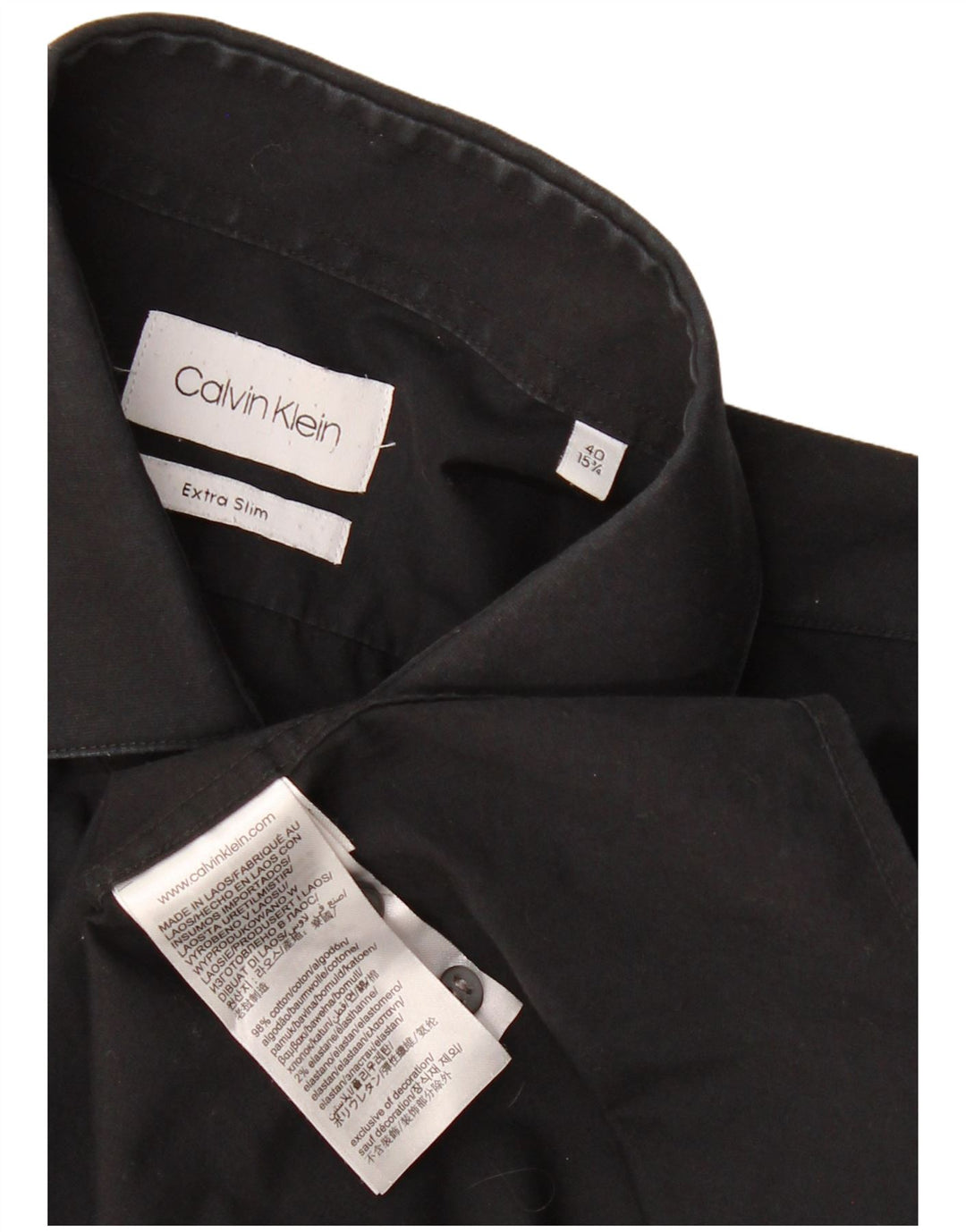 CALVIN KLEIN Mens Extra Slim Fit Shirt Size 40 15 3/4 Medium Black Cotton Vintage Calvin Klein and Second-Hand Calvin Klein from Messina Hembry 