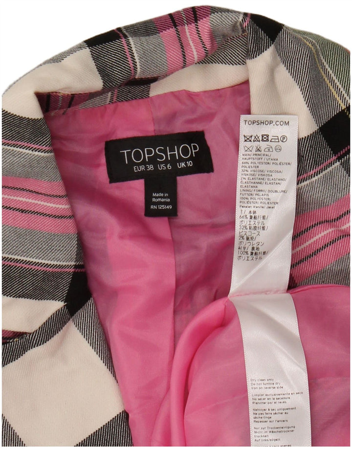 TOPSHOP Chaqueta tipo blazer con doble botonadura para mujer UK 10 Small Pink Check