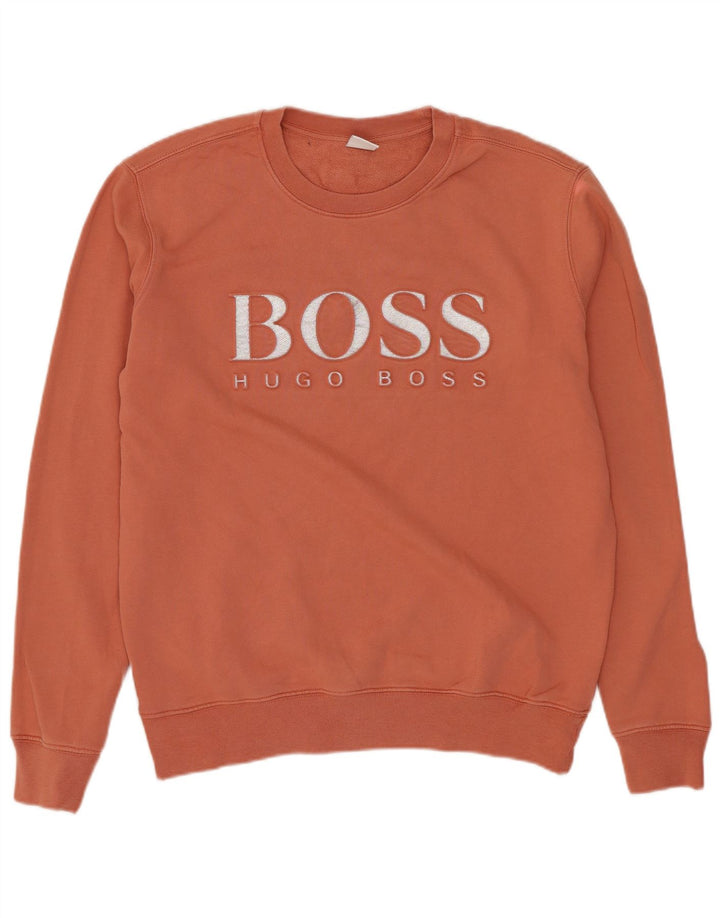 Hugo Boss Mujer Sudadera Gráfica Jumper UK 12 Medium Naranja