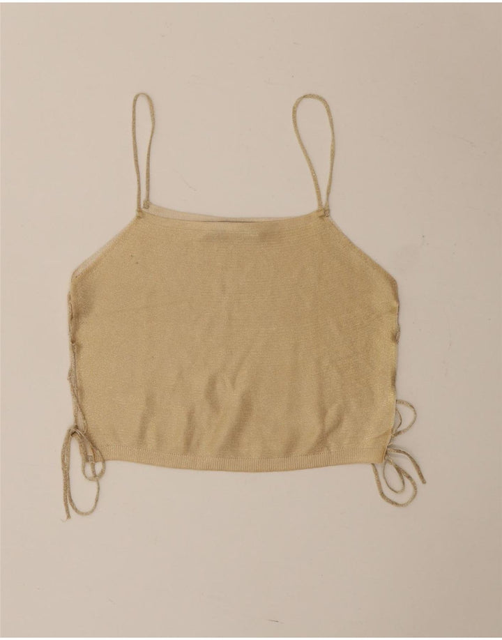 Zara Mujer Crop Cami Top UK 42 Medio Beige
