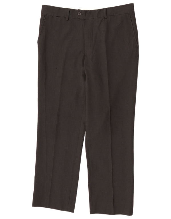 Zara Pantalón de traje recto para hombre EU 44 Large W34 L27 Poliéster negro