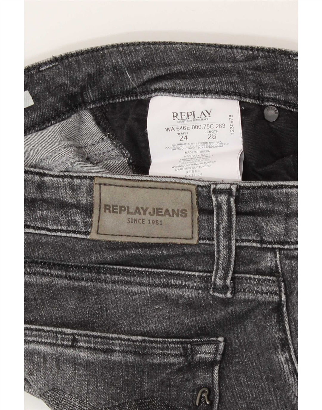 Vaqueros ajustados y cortos para mujer Replay W24 L24 Algodón gris