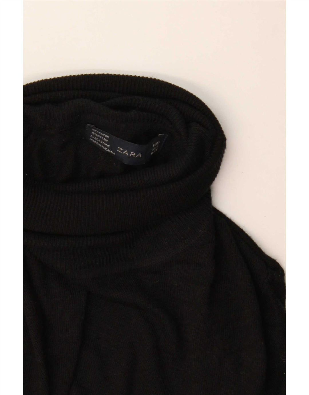 Zara - Jersey con cuello vuelto para mujer, talla 40, talla pequeña, rayón negro