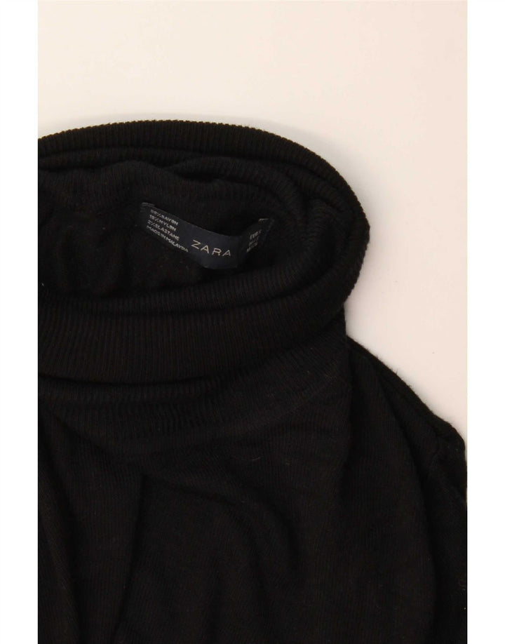 Zara - Jersey con cuello vuelto para mujer, talla 40, talla pequeña, rayón negro