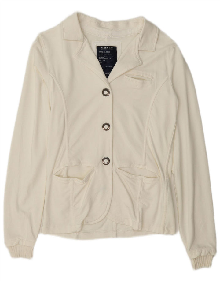Woolrich Chaqueta tipo blazer de 3 botones para mujer Reino Unido 12 Mediana de algodón blanco roto