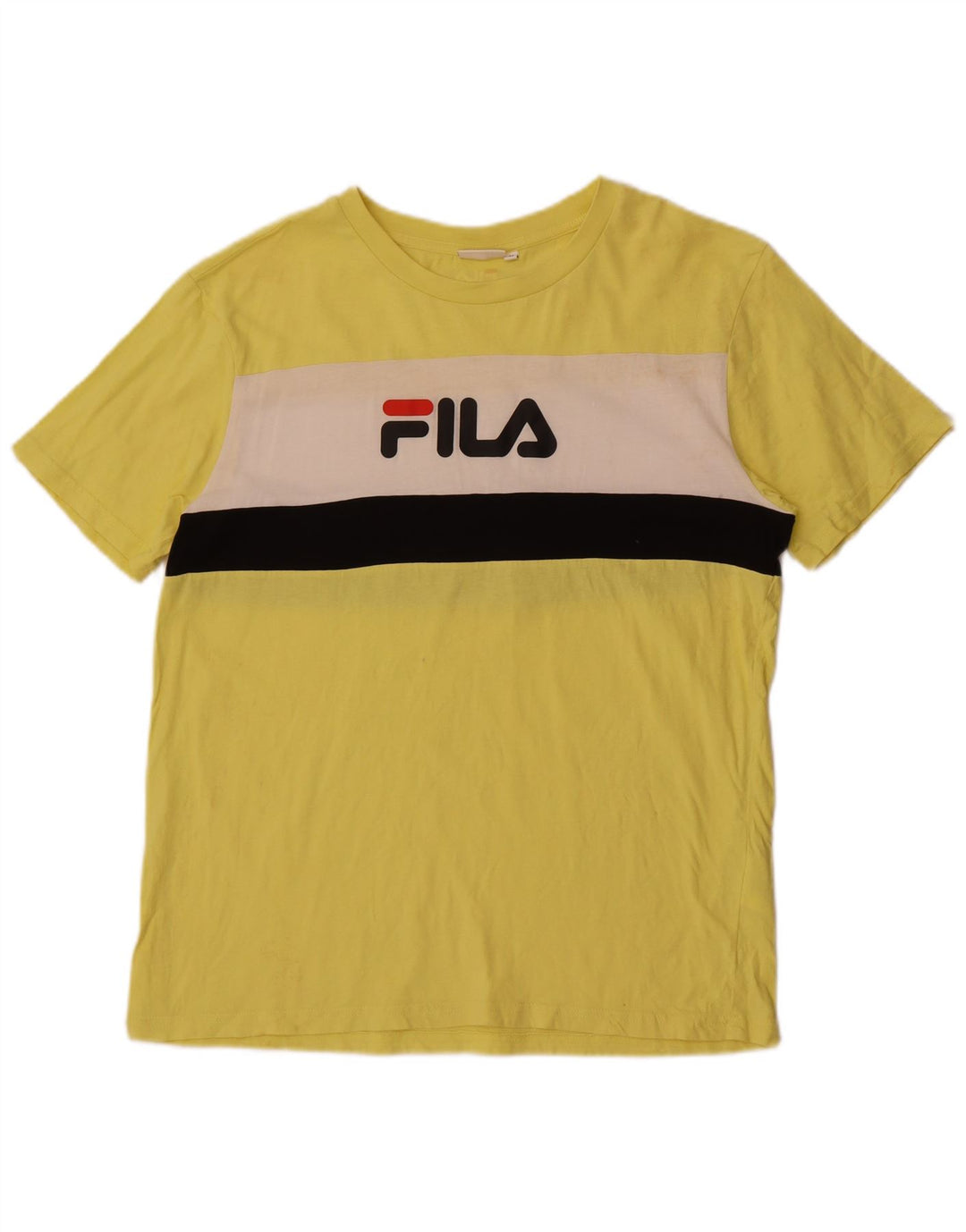 Fila Hombre Camiseta Gráfica Top Algodón Colorblock Amarillo Medio