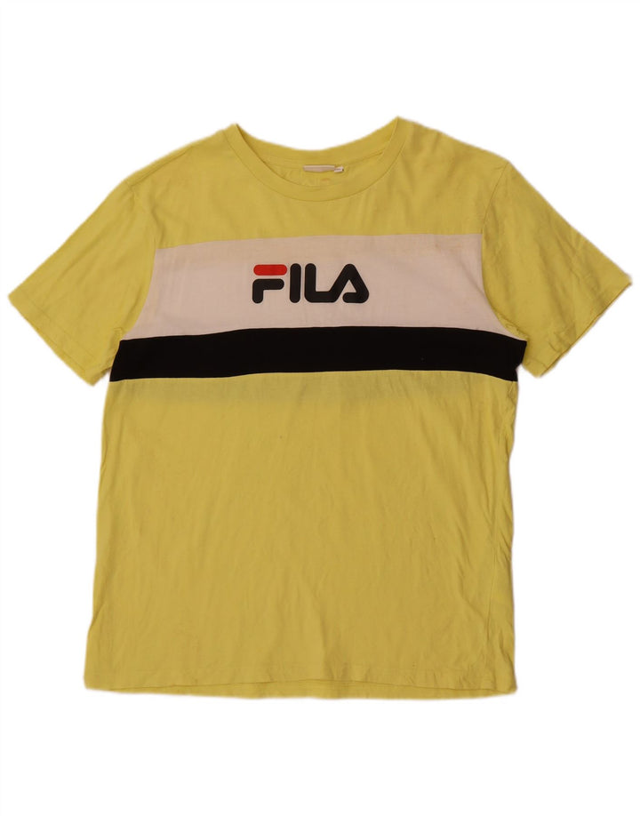 Fila Hombre Camiseta Gráfica Top Algodón Colorblock Amarillo Medio
